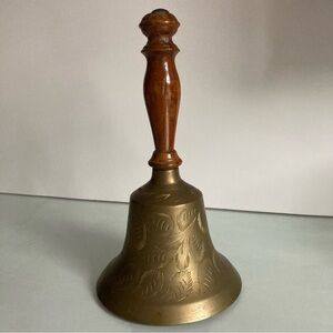 Etched Brass Bell With Wood Handle